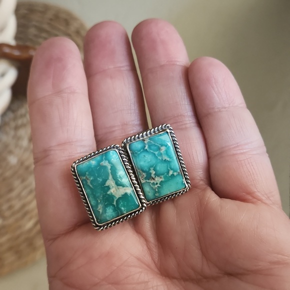 Rare NWOT Native American Handmade Whitewater Turquoise Men's Cufflinks 💙🖤🎁 - Picture 6 of 11